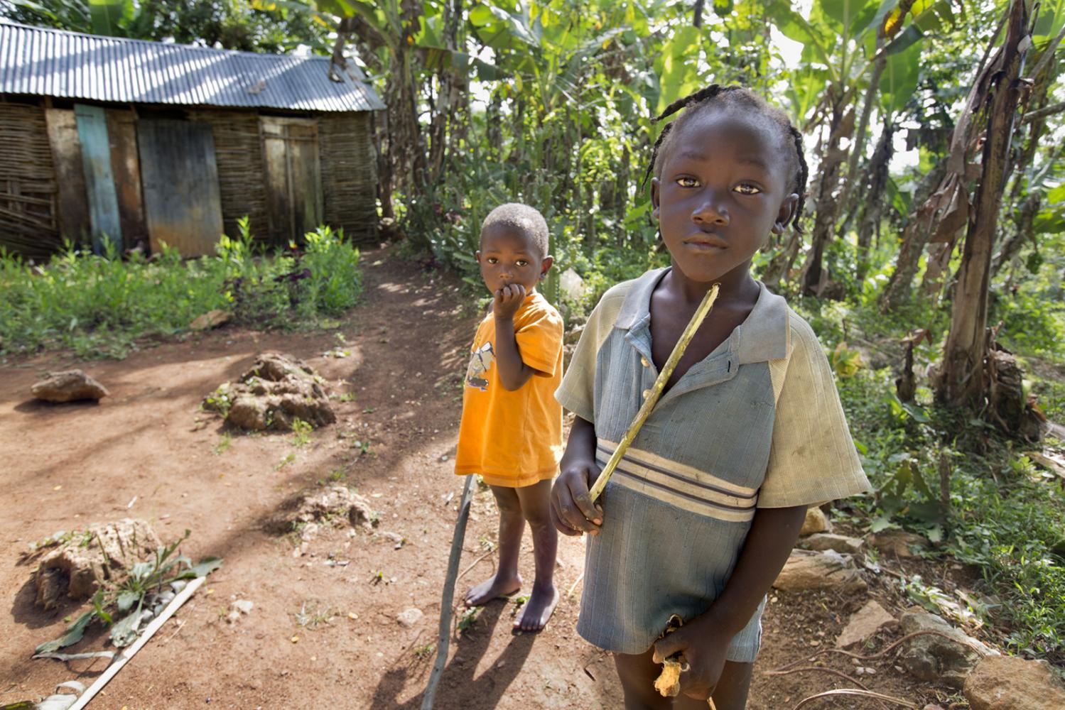 Children outside their home in Milot, Haiti.
