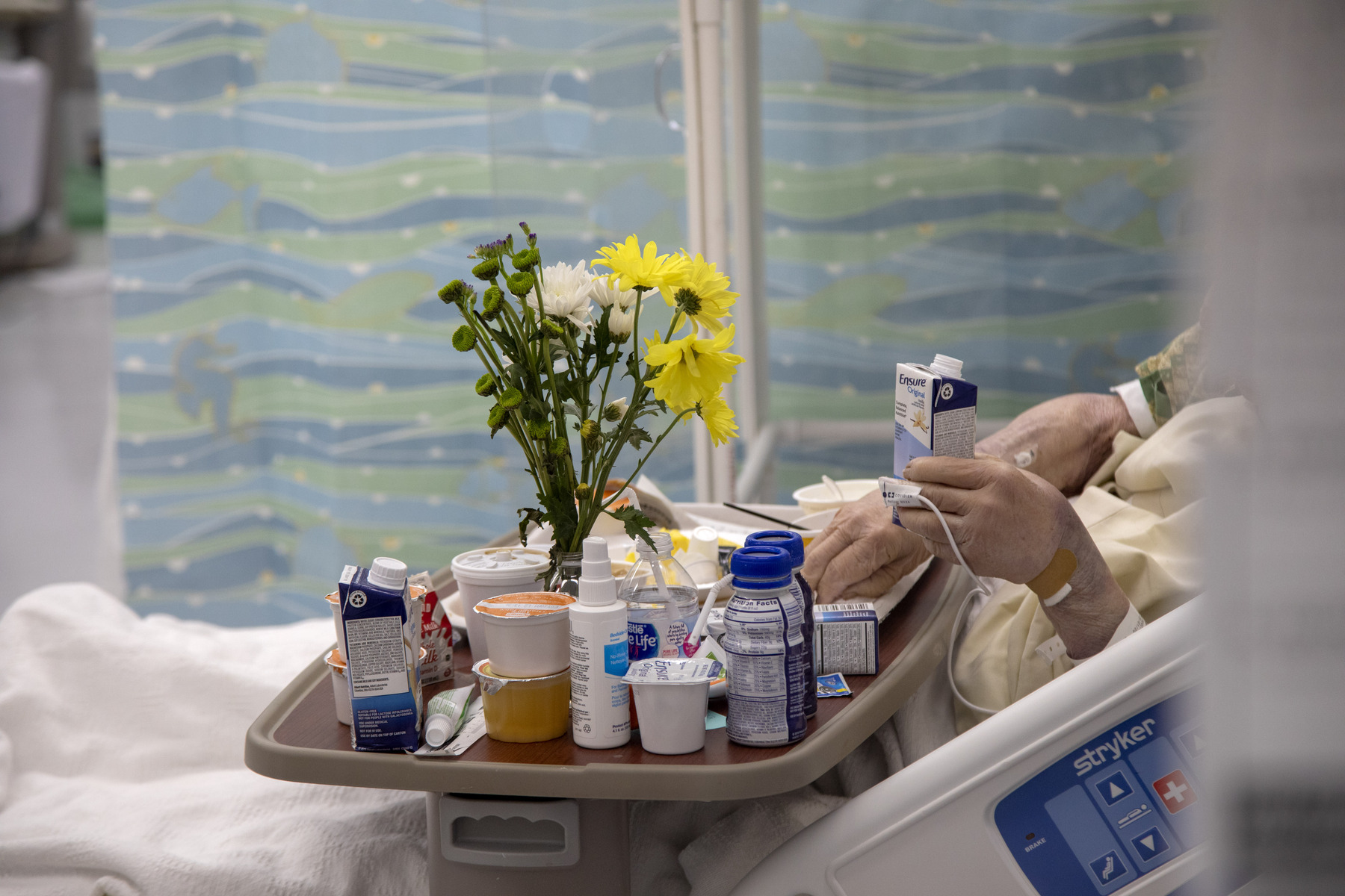 A patient lunch tray in the ICU at Holy Name Medical Center during the COVID-19 Pandemic. 4/21/2020 Photo by Jeff Rhode