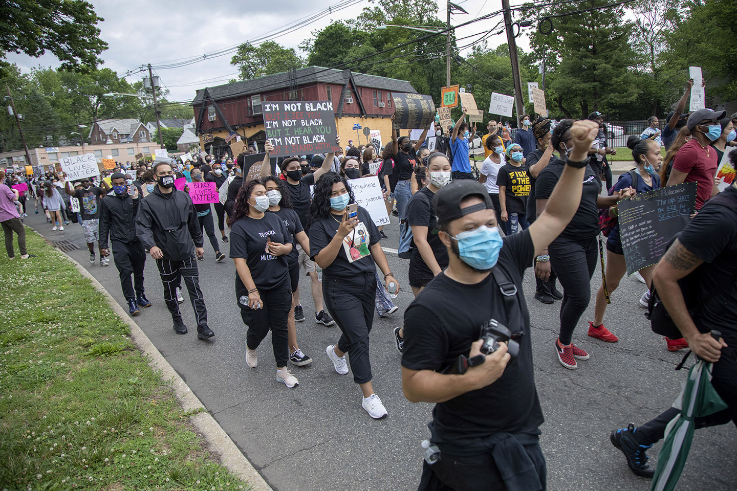 A peaceful protest through Teaneck, NJ for the appalling death of George Floyd, who was killed by a Minn. police officer. 06/5/2020  Photos by Jeff Rhode